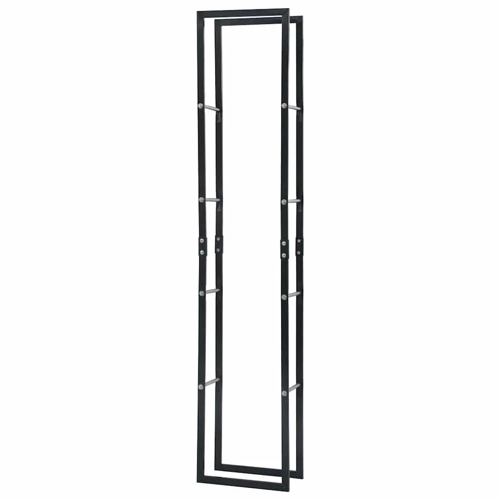 Firewood Rack Steel Log Storage Black Rectangular Holder Fireplace Wood