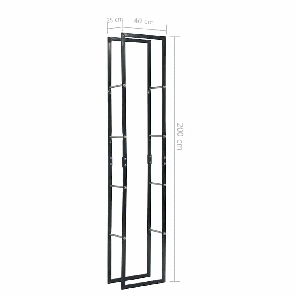 Firewood Rack Steel Log Storage Black Rectangular Holder Fireplace Wood