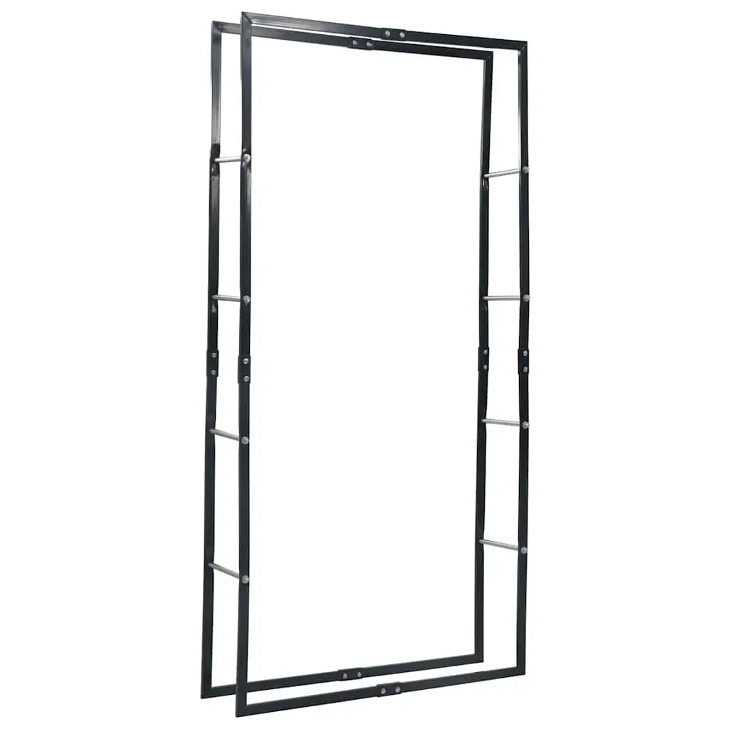 Firewood Rack Log Holder Black Steel Storage Tall 100 x 25 x 200 cm