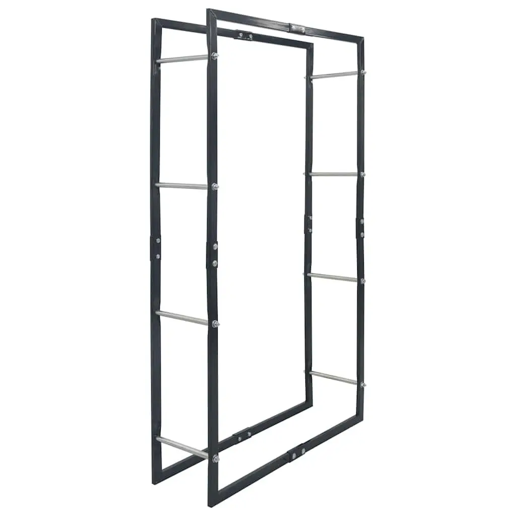 Firewood Rack Black Steel Log Storage Holder Fireplace Wood Stove Accessories