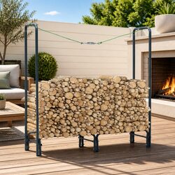 Firewood Rack Specifications: Heavy-Duty Steel, 120x35x120cm