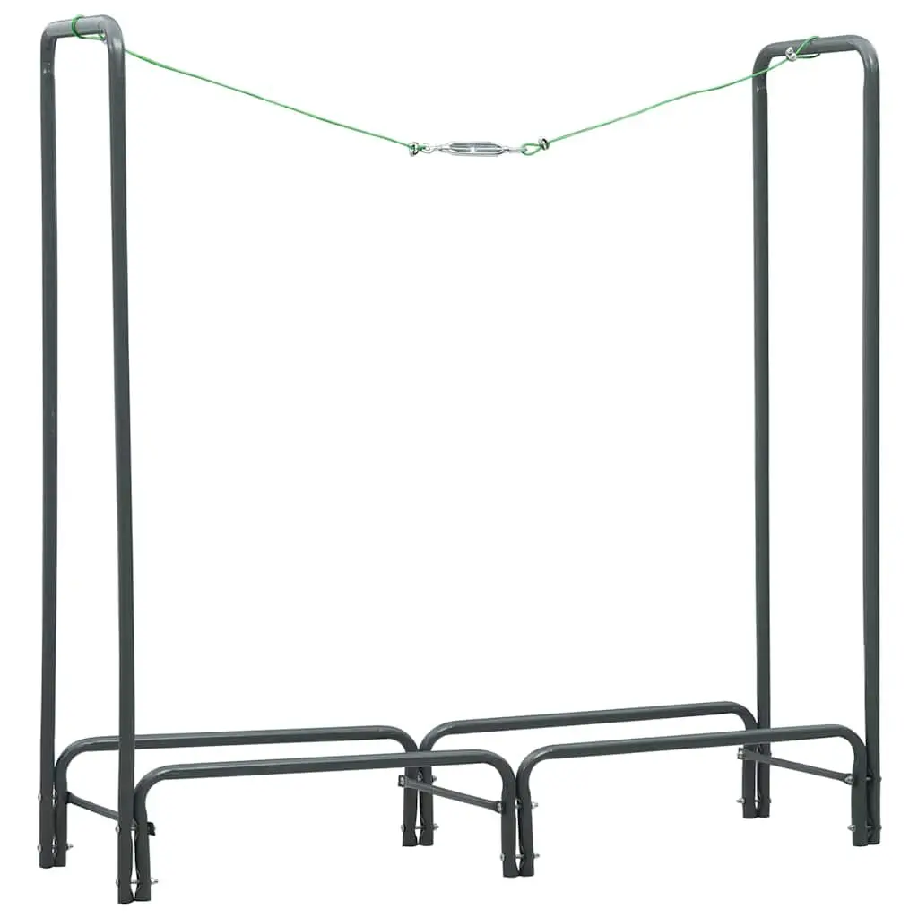 Firewood Rack Storage Holder Grey Steel Log Stand Heavy Duty Outdoor Indoor