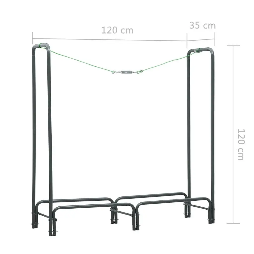 Firewood Rack Storage Holder Grey Steel Log Stand Heavy Duty Outdoor Indoor