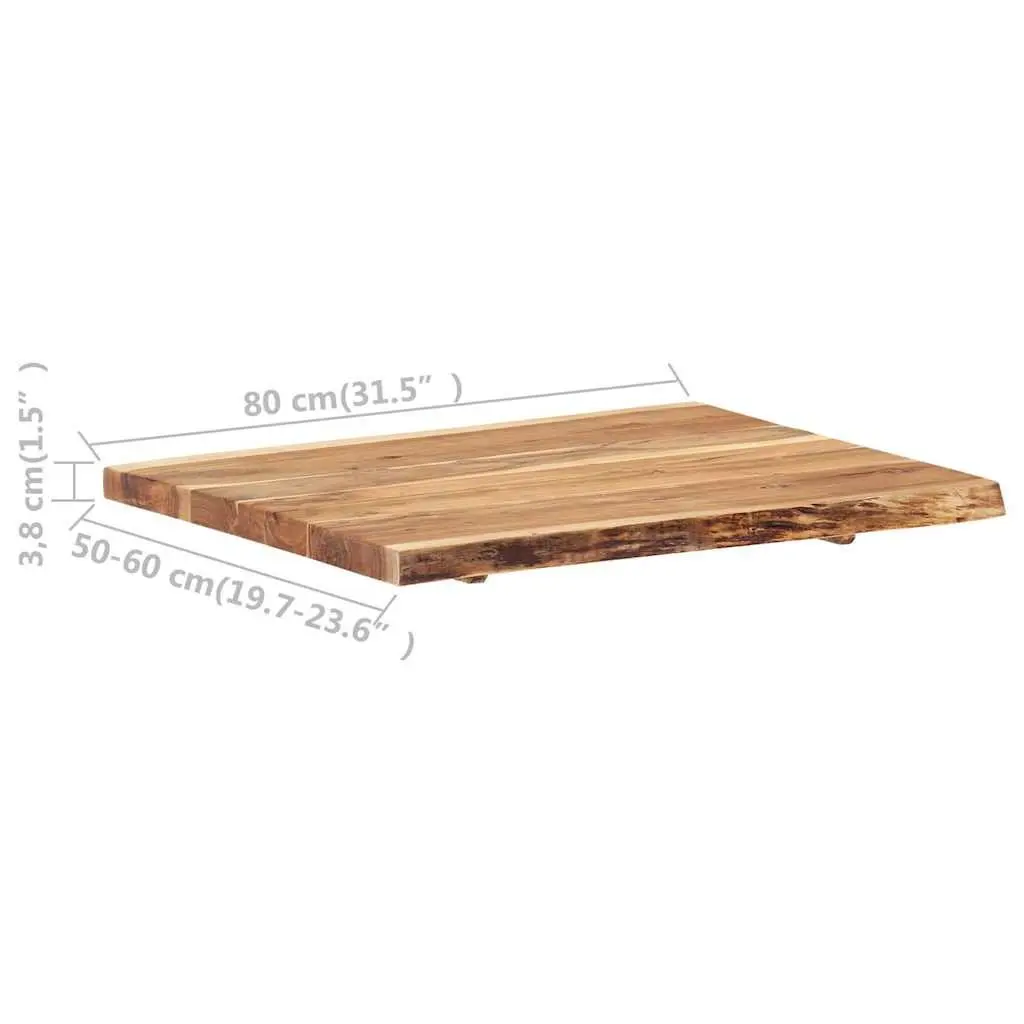 Solid Acacia Wood Table Top 80x50-60x3.8 cm