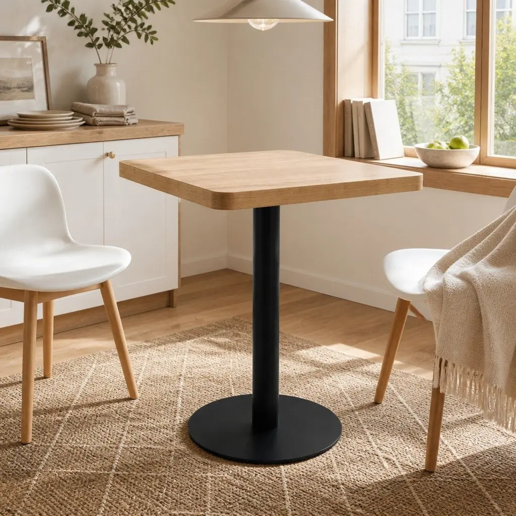 Bistro Table Light Brown Square 60x60cm Kitchen Dining Coffee Shop Bar