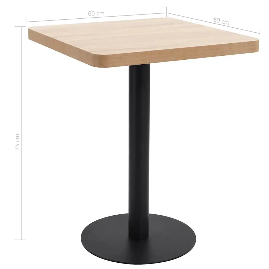 Bistro Table Light Brown Square 60x60cm Kitchen Dining Coffee Shop Bar