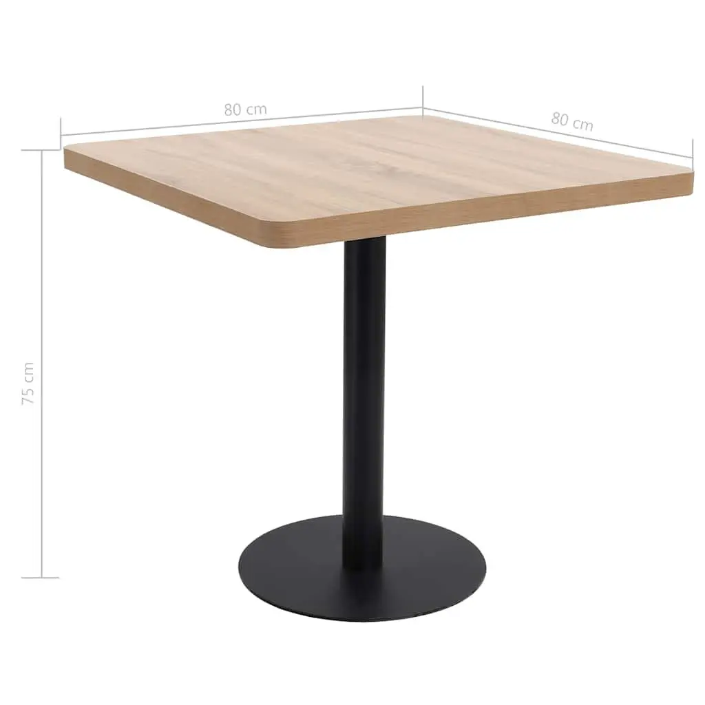 Bistro Table for Home Restaurant Coffee Shop Bar 80x80cm Brown MDF Tabletop Steel Leg