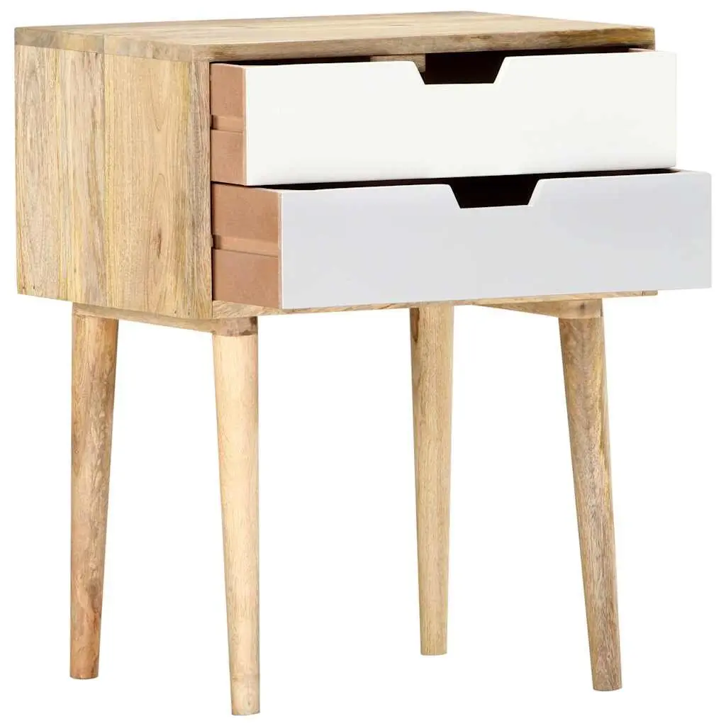 Bedside Cabinet Bedroom 47x35x59cm Solid Mango Wood Nightstand with 2 Drawers