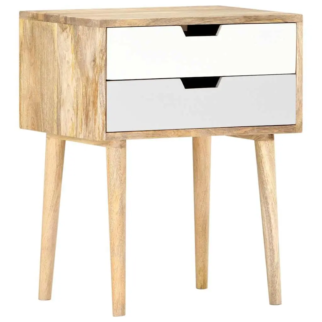 Bedside Cabinet Bedroom 47x35x59cm Solid Mango Wood Nightstand with 2 Drawers