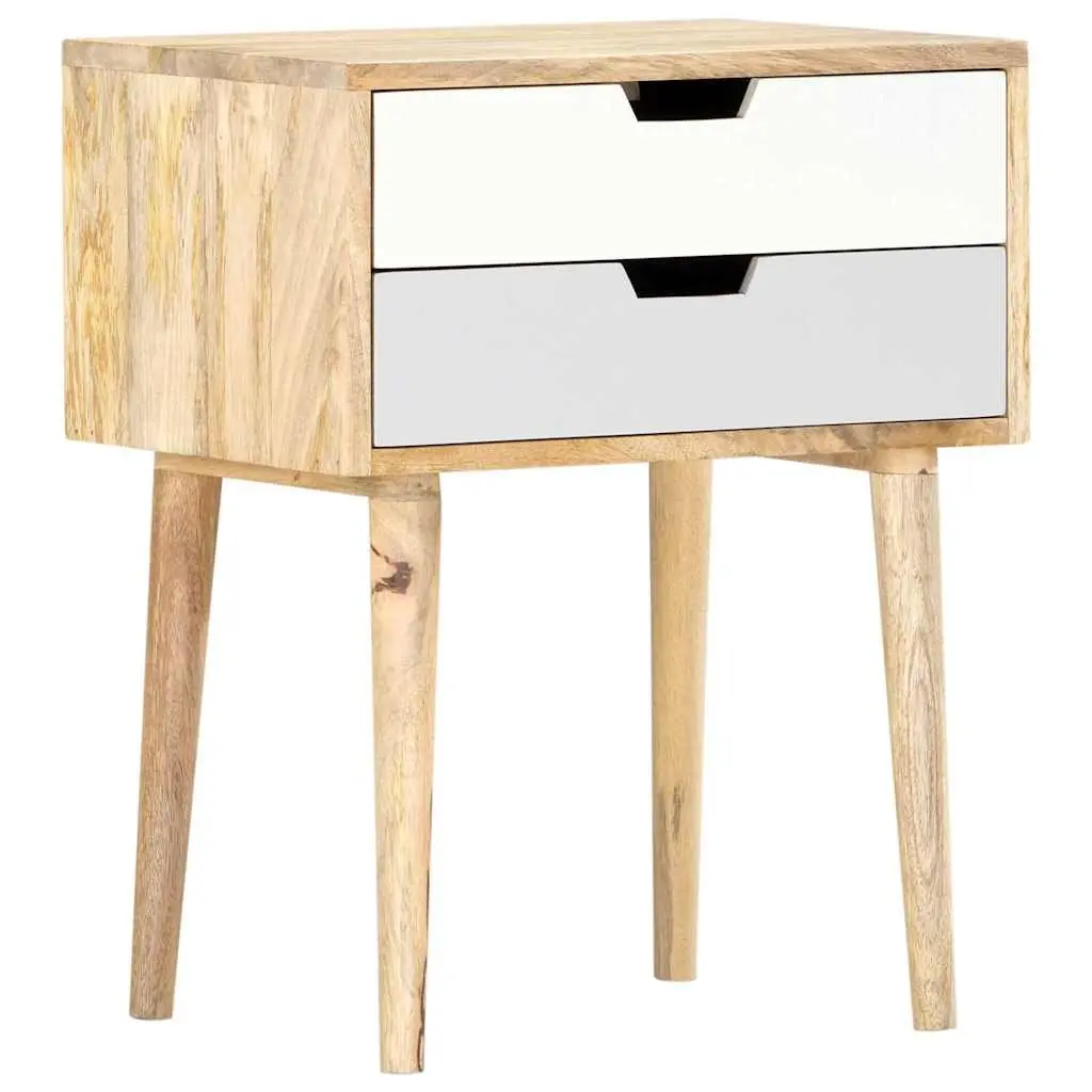 Bedside Cabinet Bedroom 47x35x59cm Solid Mango Wood Nightstand with 2 Drawers