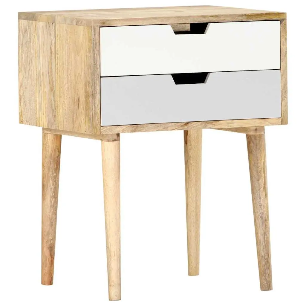 Bedside Cabinet Bedroom 47x35x59cm Solid Mango Wood Nightstand with 2 Drawers