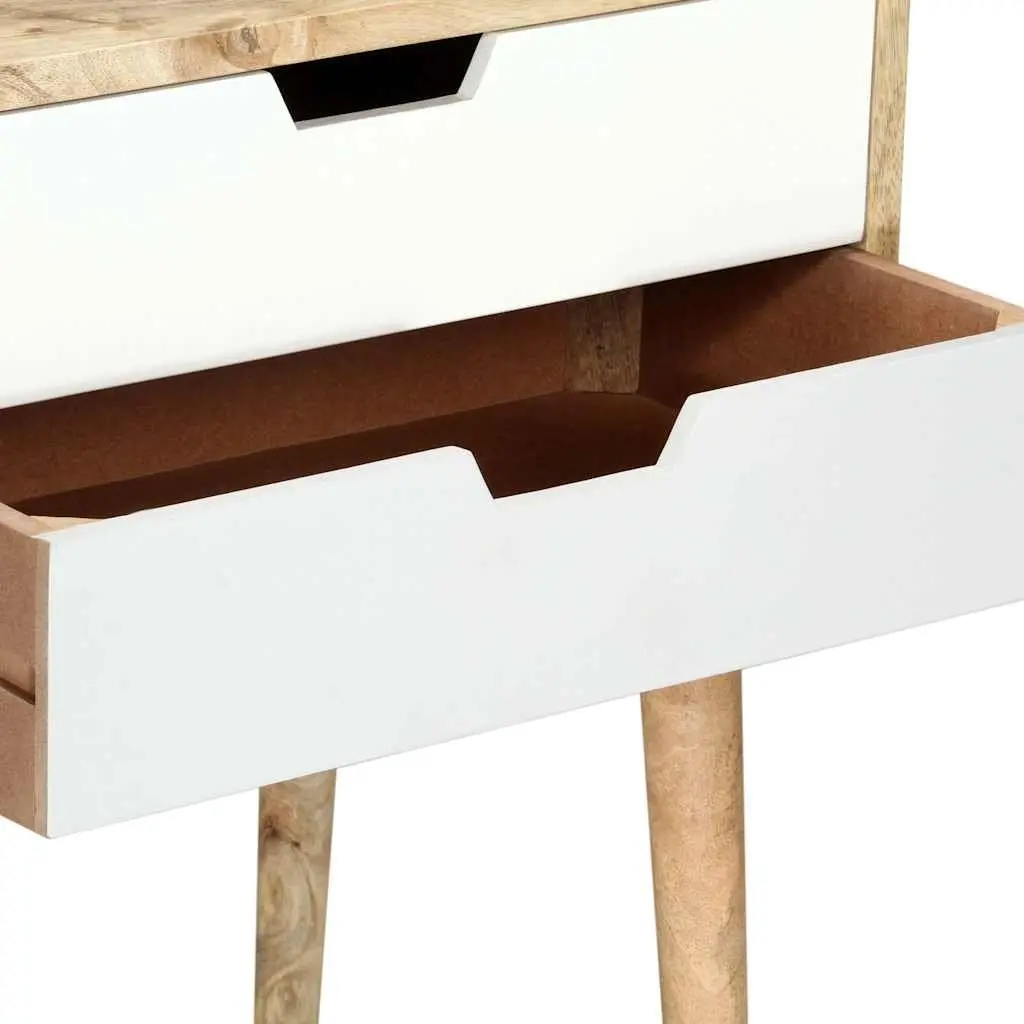 Bedside Cabinet Bedroom 47x35x59cm Solid Mango Wood Nightstand with 2 Drawers