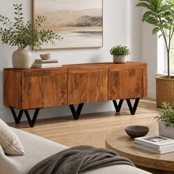 140x30x46 cm Solid Mango Wood TV Cabinet