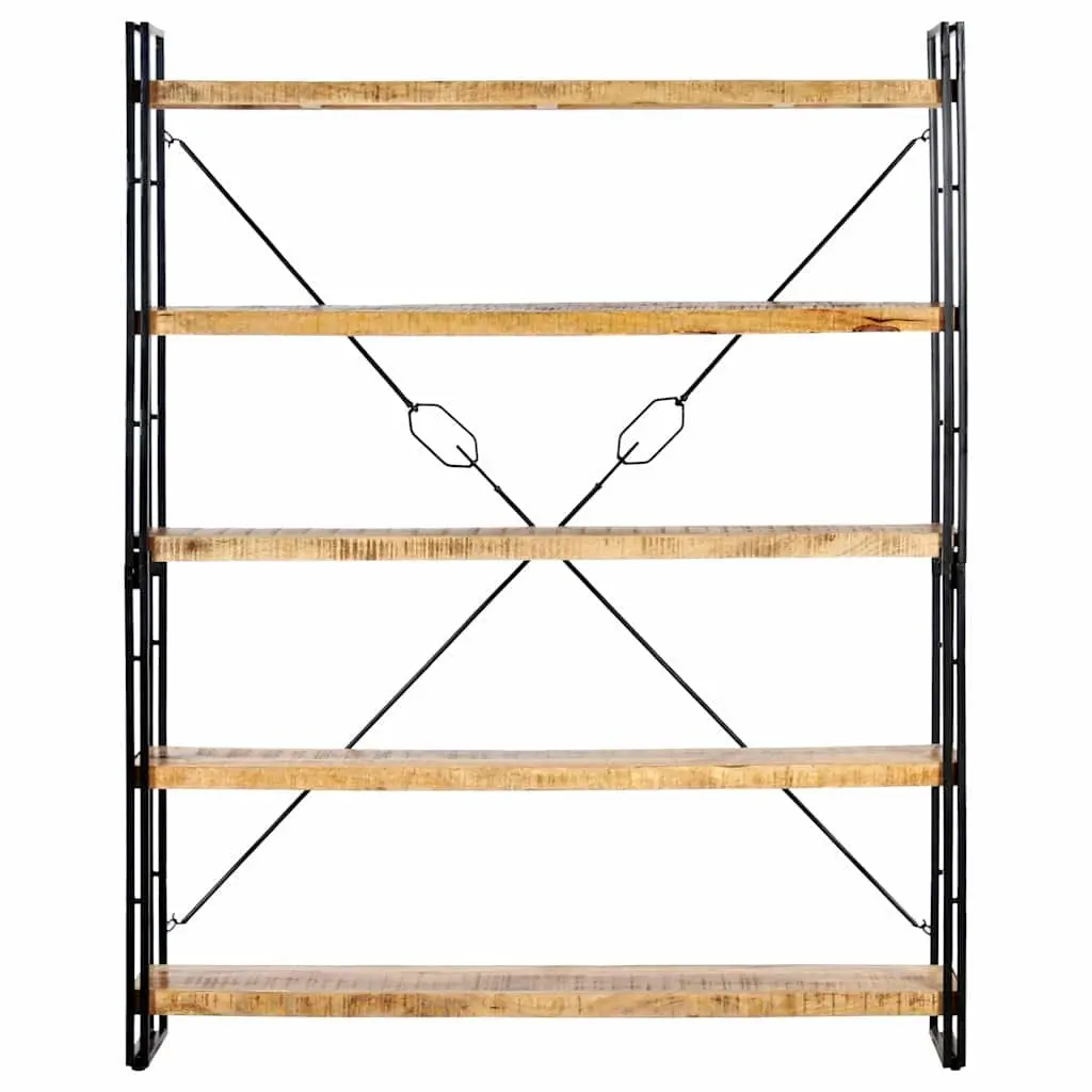 5-Tier Bookcase for Home 140x30x180 cm Solid Mango Wood Industrial Shelving Unit