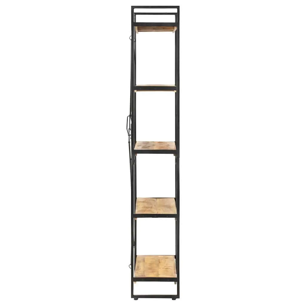 5-Tier Bookcase for Home 140x30x180 cm Solid Mango Wood Industrial Shelving Unit