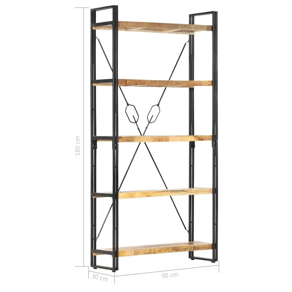 5-Tier Bookcase 90x30x180 cm Solid Mango Wood Shelving Unit Storage Display