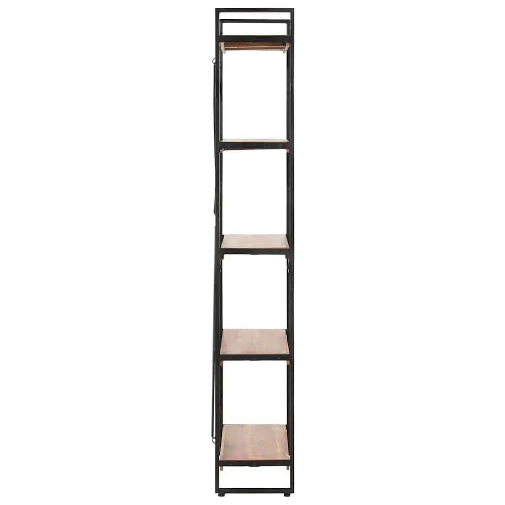 5-Tier Bookcase 140x30x180cm Solid Acacia Wood Industrial Steel Frame Storage