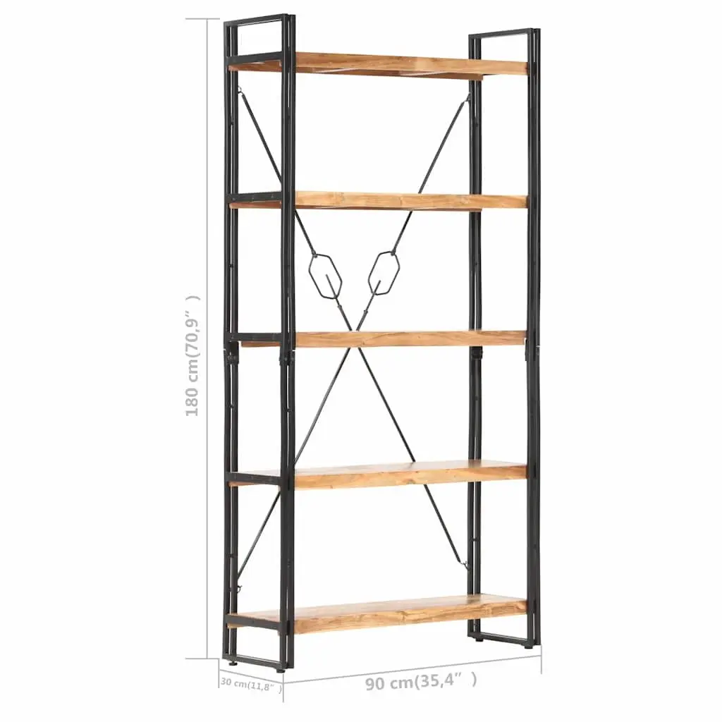 5-Tier Bookcase Home Office 90x30x180cm Industrial Standing Shelf Storage Display