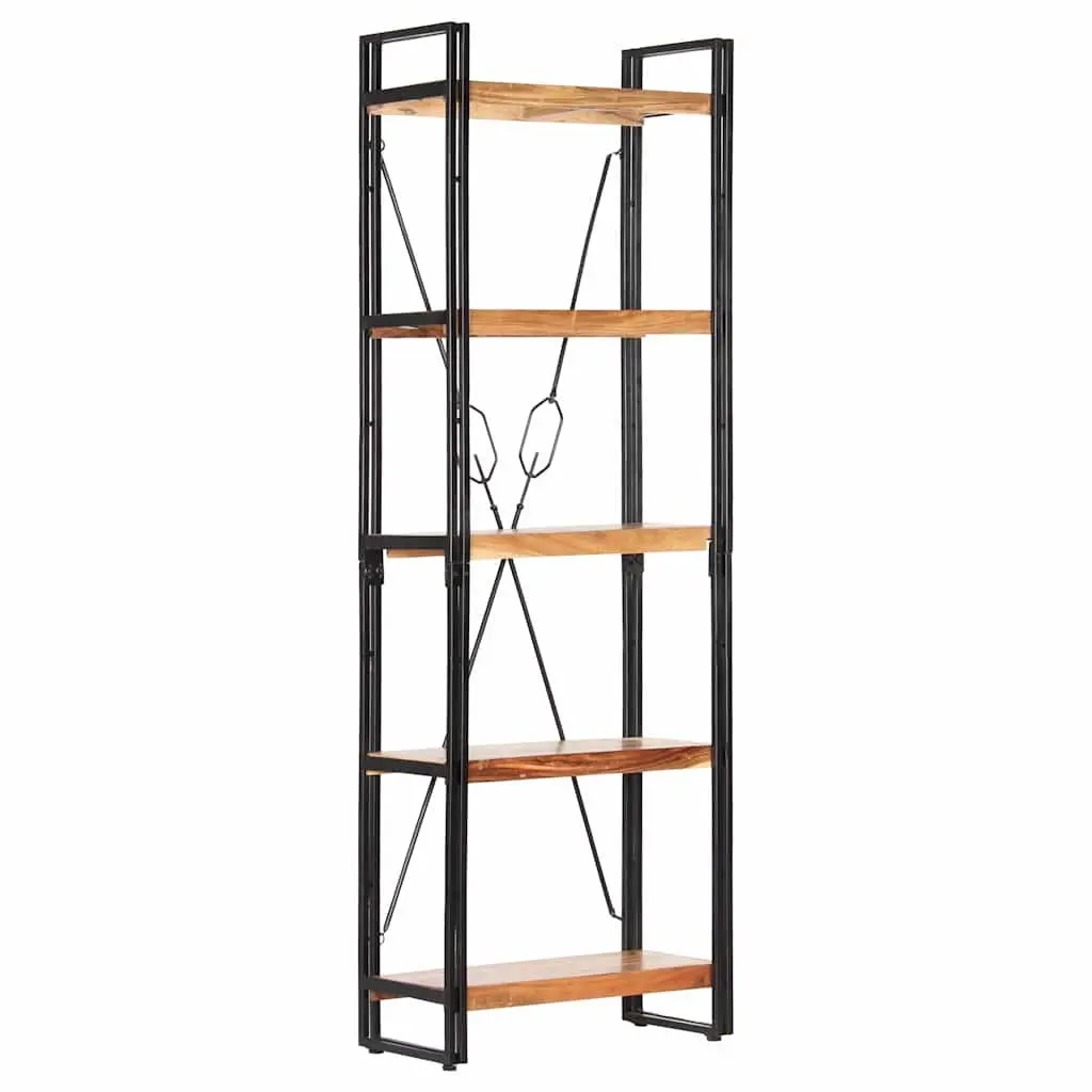 5-Tier Bookcase 60x30x180 cm Solid Acacia Wood Industrial Shelving Unit Storage