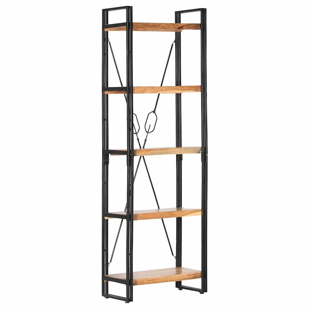5-Tier Bookcase 60x30x180 cm Solid Acacia Wood Industrial Shelving Unit Storage