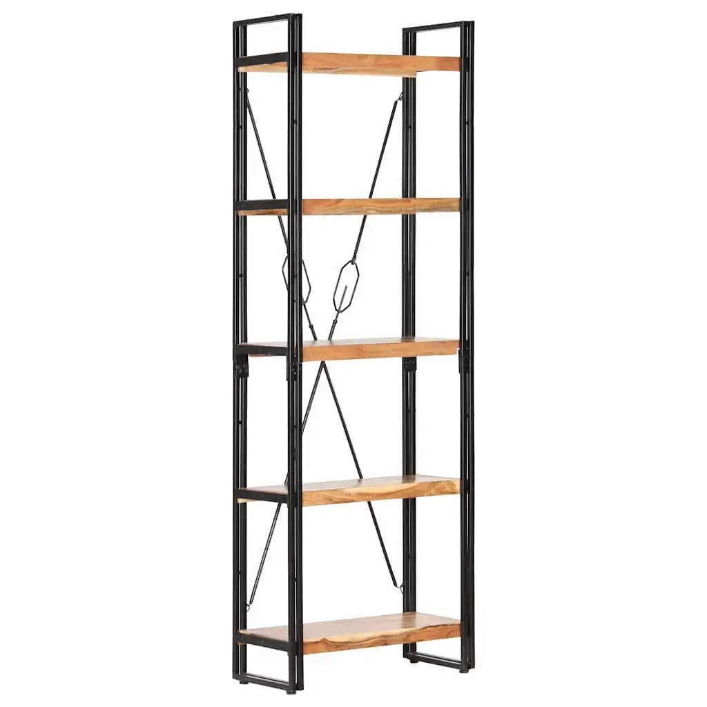 5-Tier Bookcase 60x30x180 cm Solid Acacia Wood Industrial Shelving Unit Storage