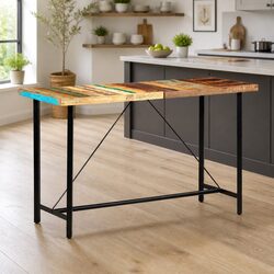 Reclaimed Wood Industrial Bar Table - Dimensions 180x70x107 cm
