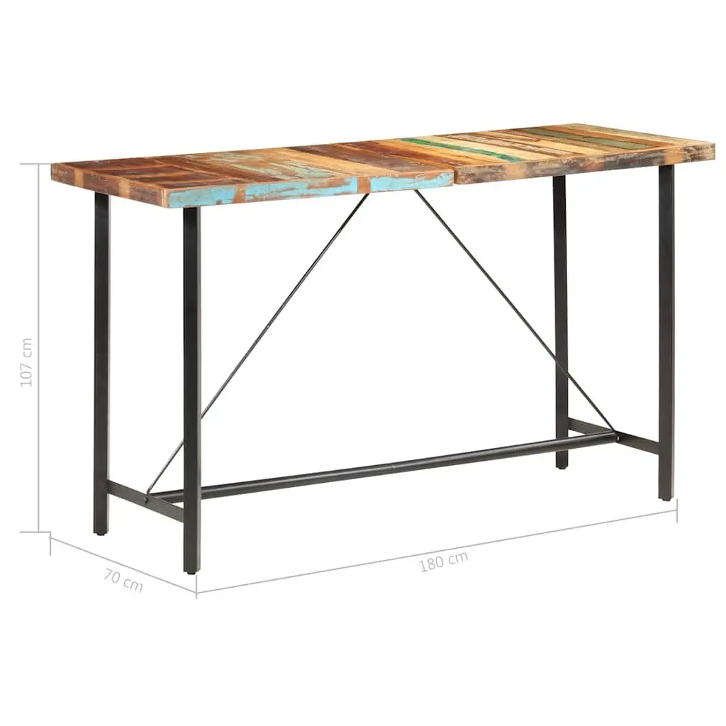 Bar Table Kitchen Dining 180x70x107 cm Solid Reclaimed Wood Industrial Furniture