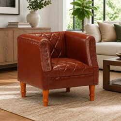 Specifications of Brown Goat Leather Tub Chair