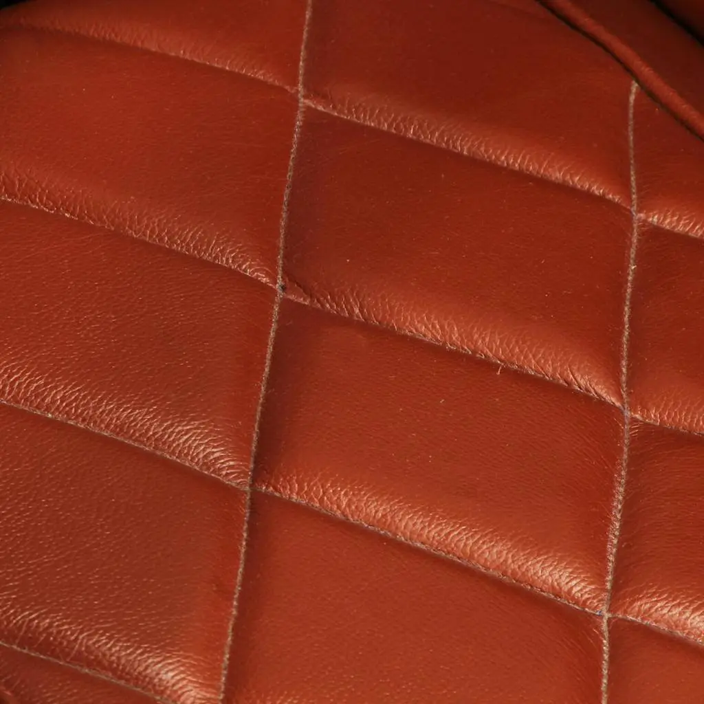 Tub Chair Living Room Brown Goat Leather Padded