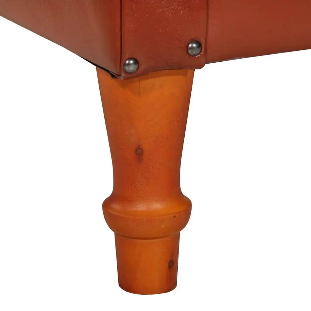 Tub Chair Living Room Brown Goat Leather Padded