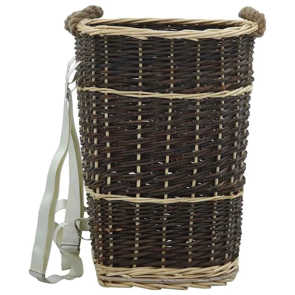 Firewood Backpack Carrier for Transport Natural Willow Log Storage 44.5 x 37 x 50 cm