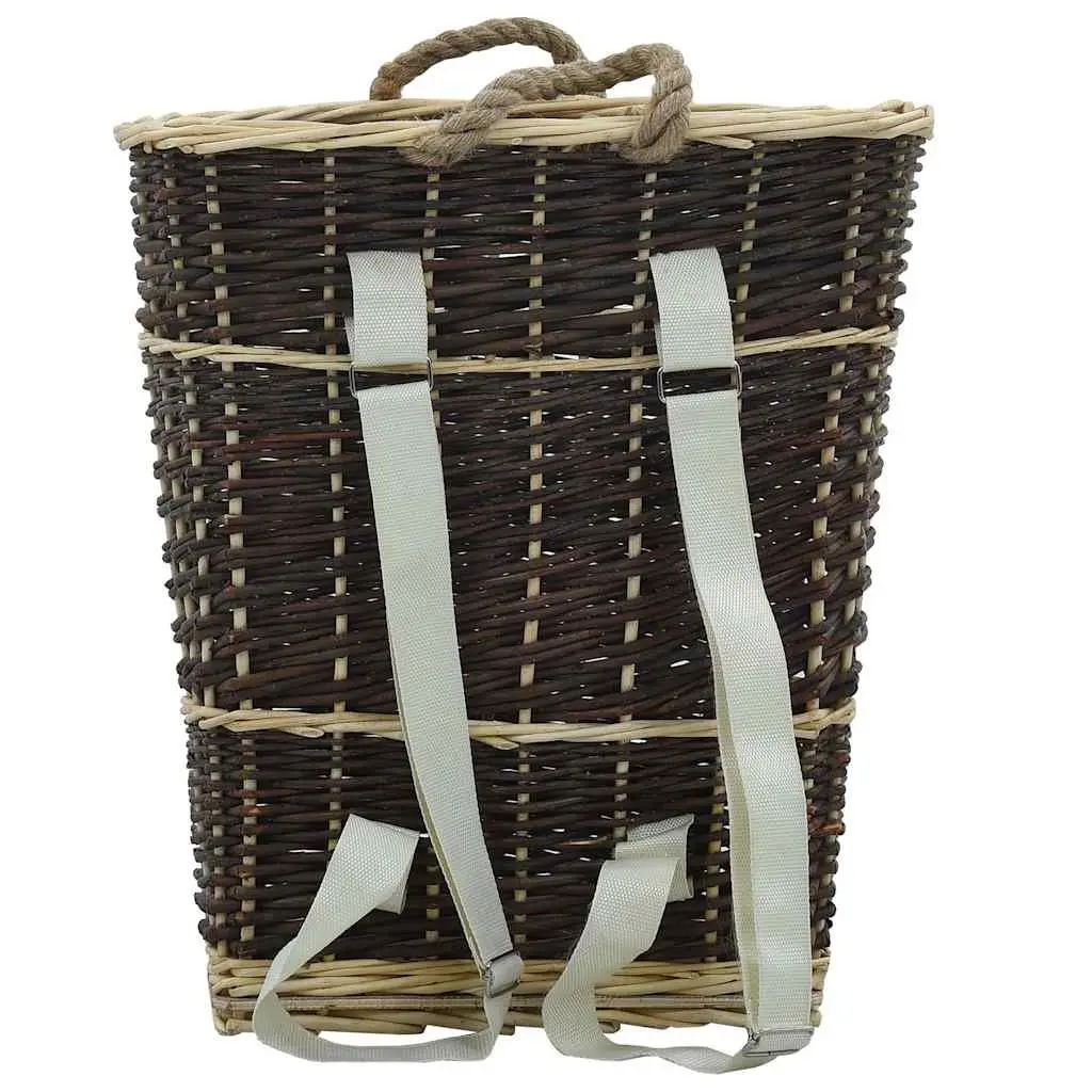 Firewood Backpack Carrier for Transport Natural Willow Log Storage 44.5 x 37 x 50 cm