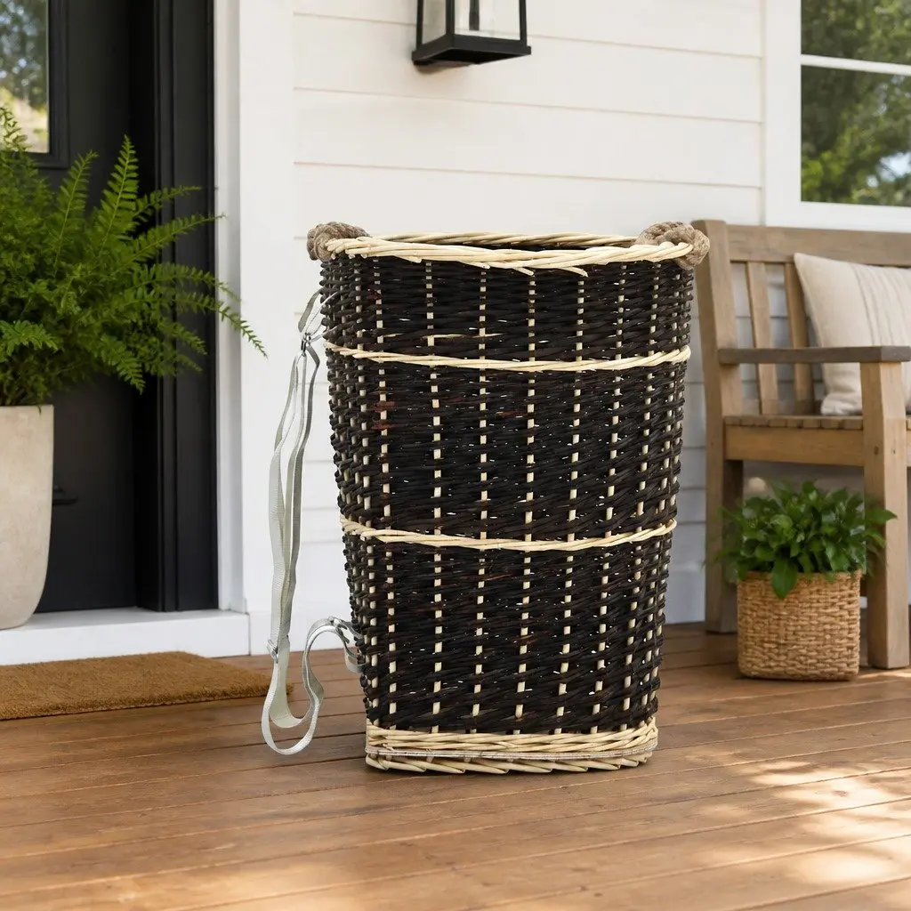 Firewood Backpack Carrier for Garden 50 x 44 x 58 cm Natural Willow Rustic