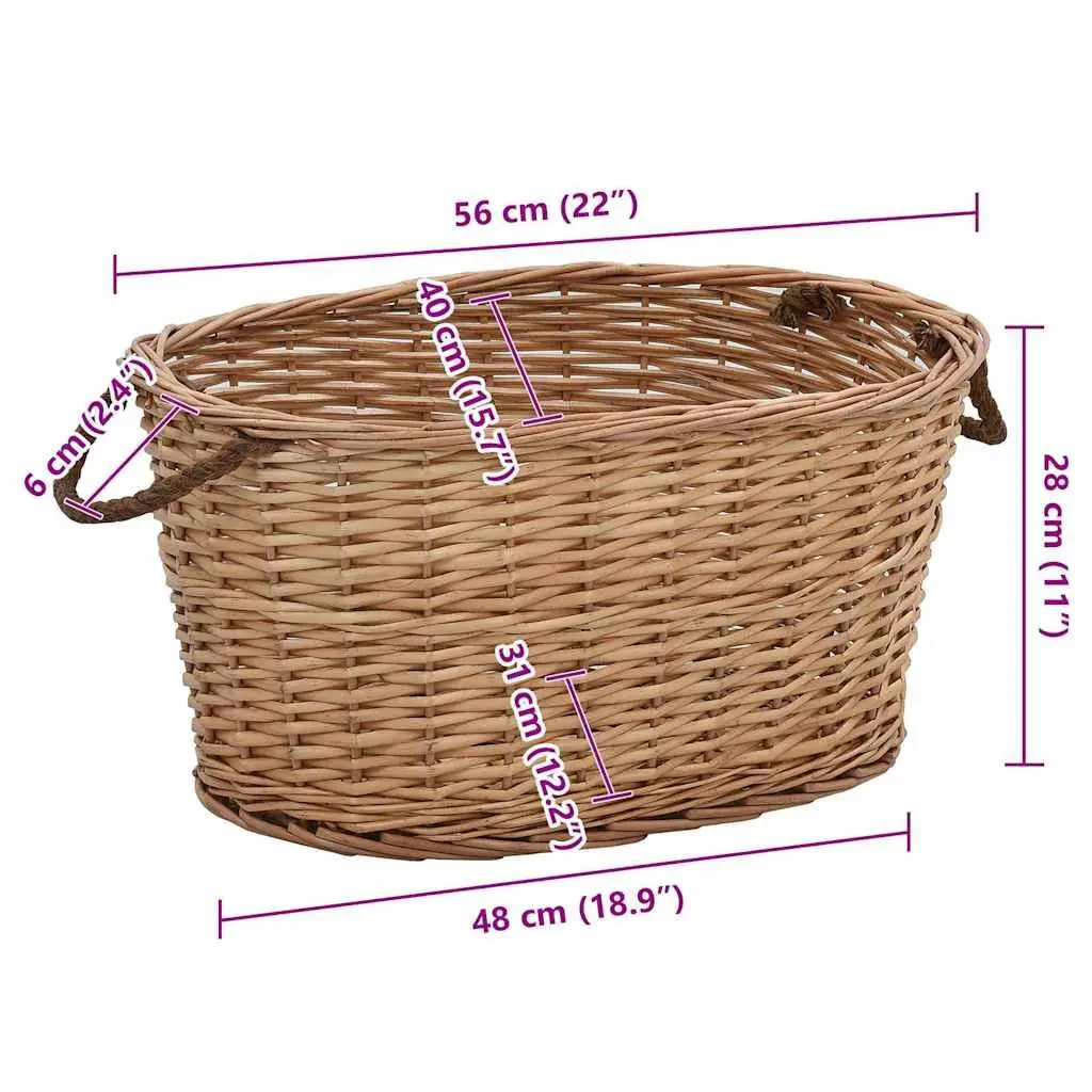 Firewood Basket Rustic Willow Storage Log Carrier Home 56 x 40 x 28 cm