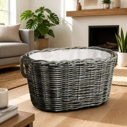 Firewood Basket Specifications: 59x42x28cm Grey Wicker Holder
