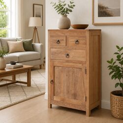 Sideboard Cabinet 50x30x90 cm Solid Teak Wood Storage Buffet Rustic Colonial