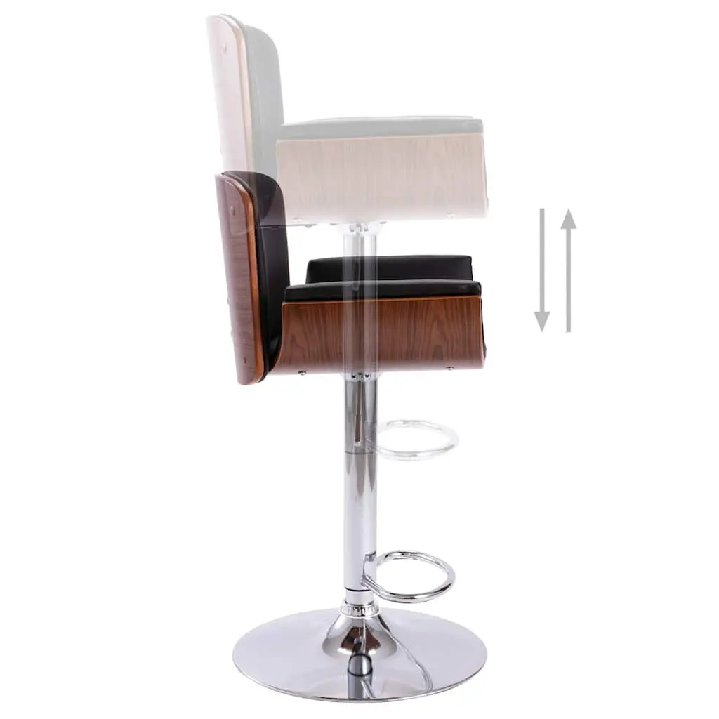 Black Faux Leather Height Adjustable Bar Stool