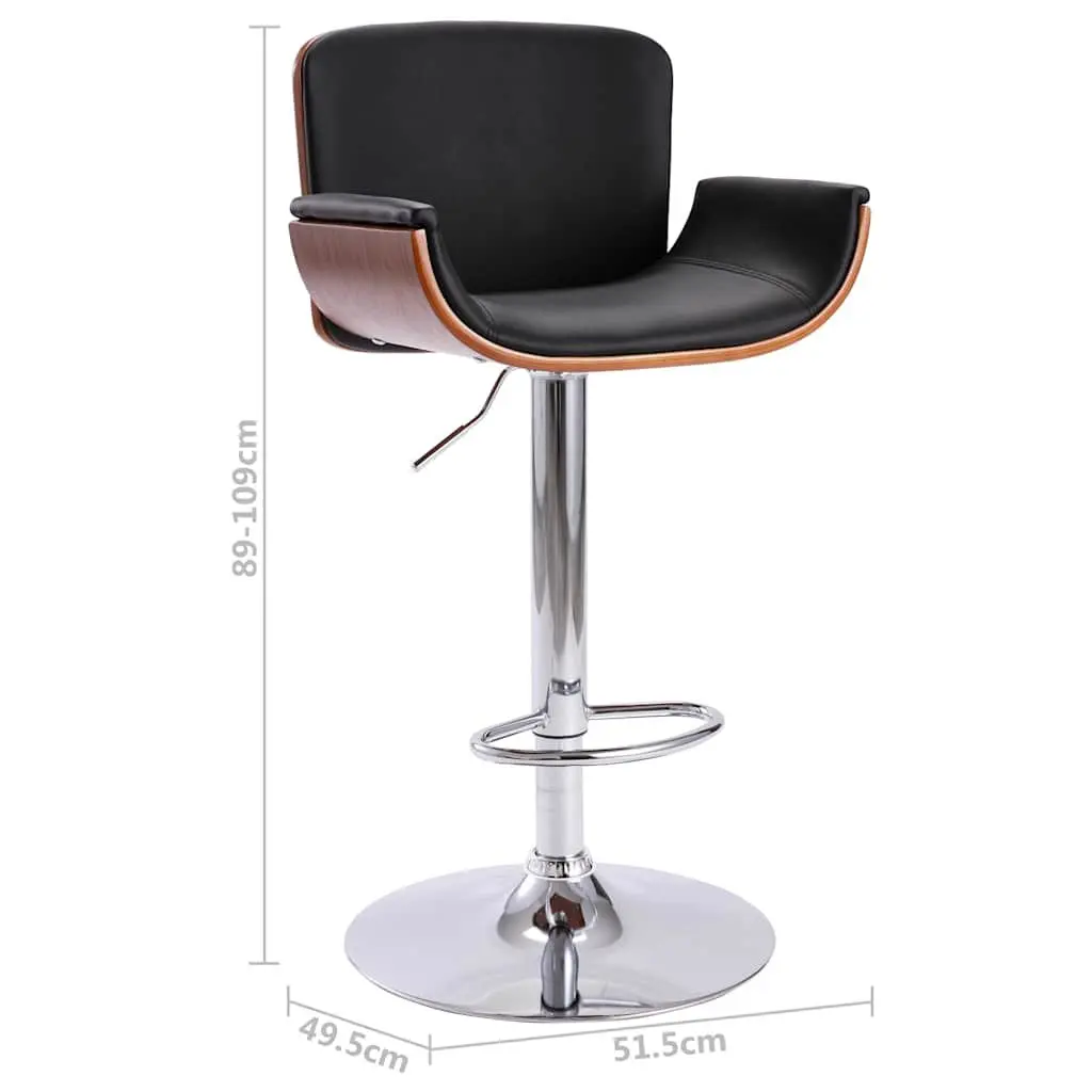Black Faux Leather Height Adjustable Bar Stool