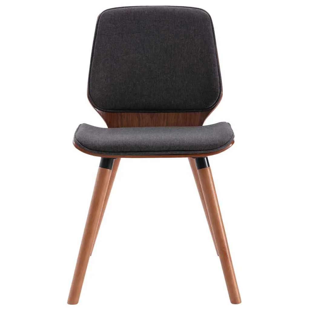 Dining Chairs Set 2 pcs Kitchen Room Grey Fabric Upholstered Wood Frame