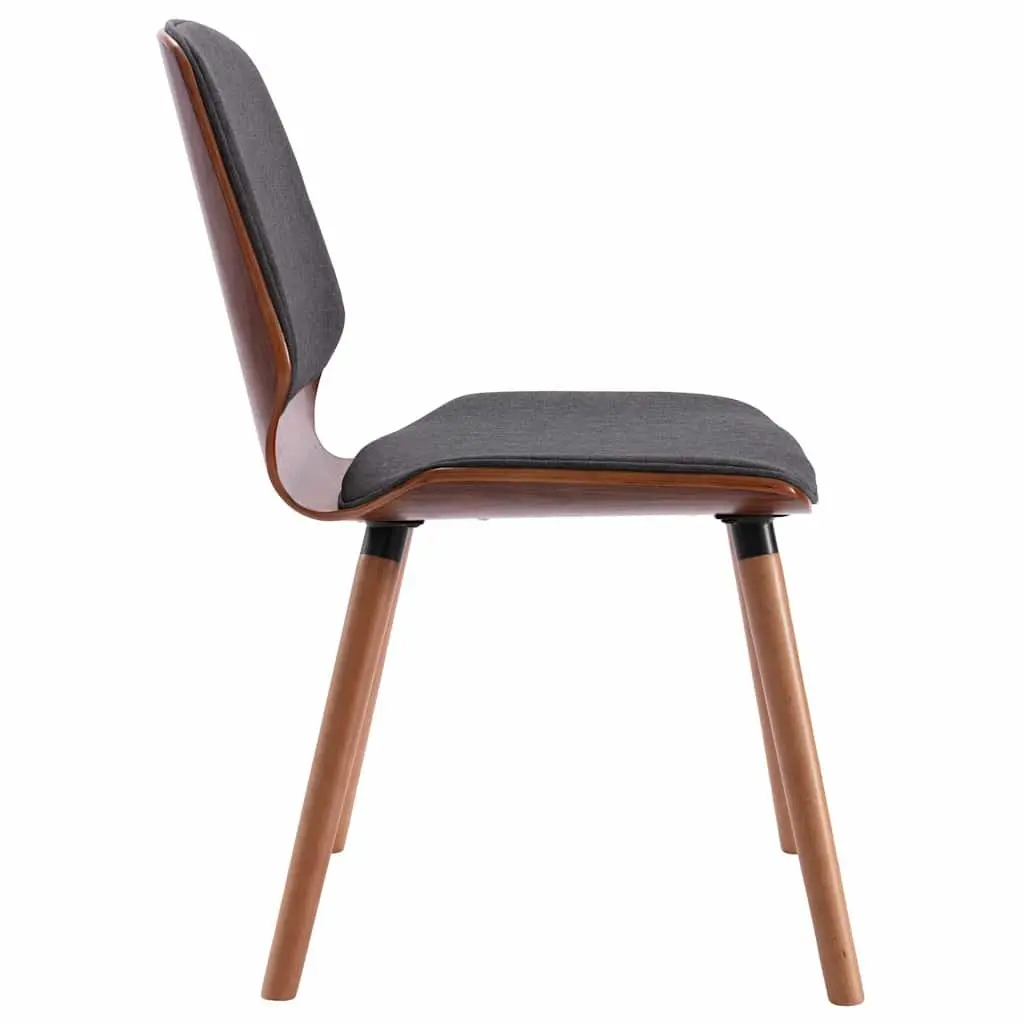 Dining Chairs Set 2 pcs Kitchen Room Grey Fabric Upholstered Wood Frame
