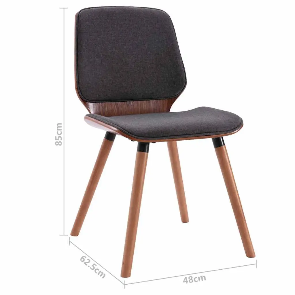 Dining Chairs Set 2 pcs Kitchen Room Grey Fabric Upholstered Wood Frame