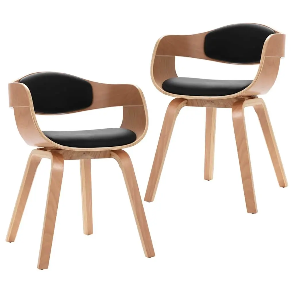 Dining Chairs Set of 2 Kitchen Lounge Bent Wood Frame Faux Leather Seat