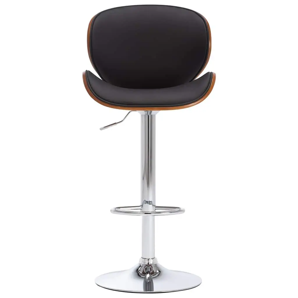 Bar Stool Black Faux Leather Seat Gas Lift Height Adjustable Footrest Kitchen