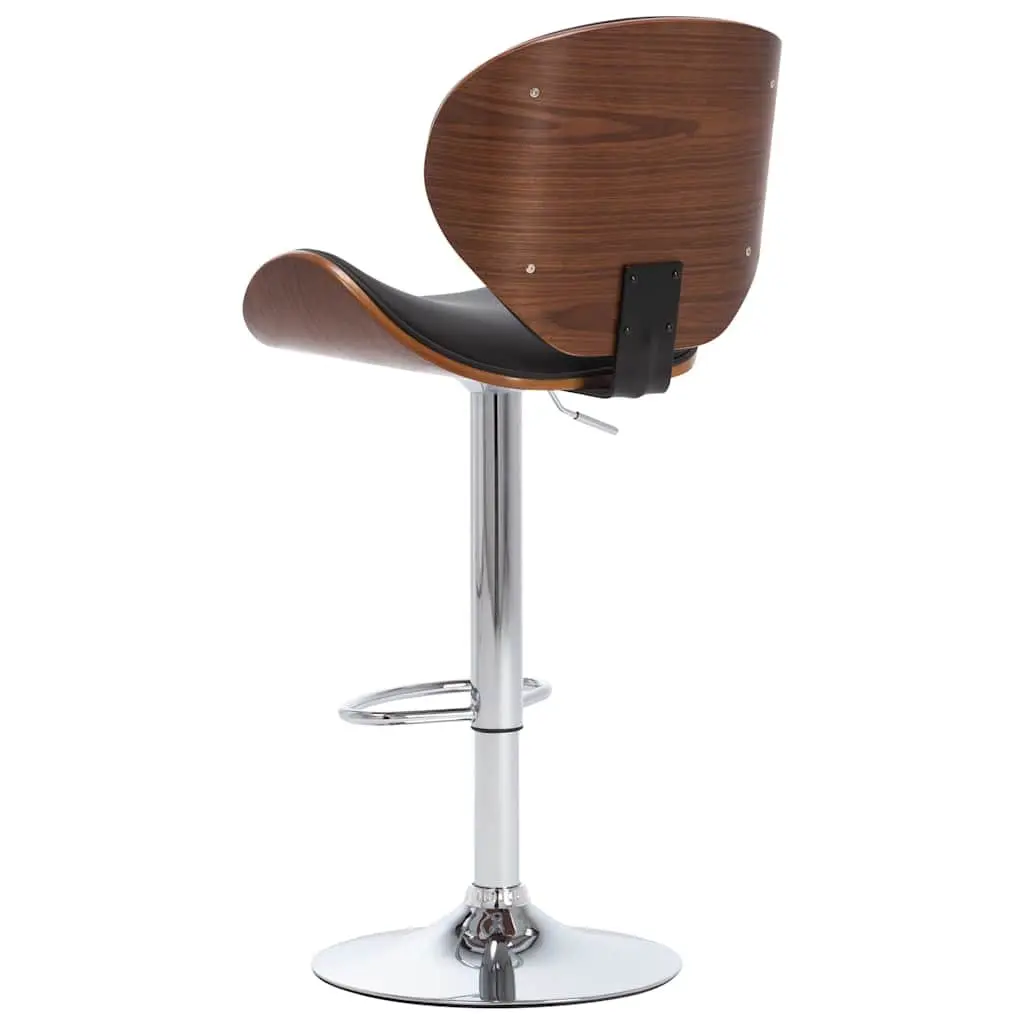 Bar Stool Black Faux Leather Seat Gas Lift Height Adjustable Footrest Kitchen