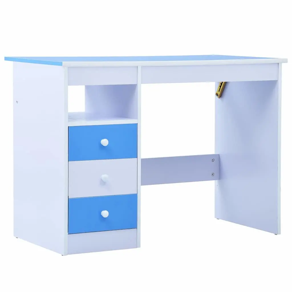 Children's Art & Drafting Table Tiltable Study Desk Blue White Workspace Drawing