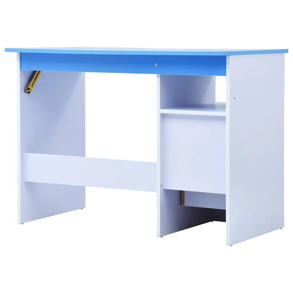 Children's Art & Drafting Table Tiltable Study Desk Blue White Workspace Drawing