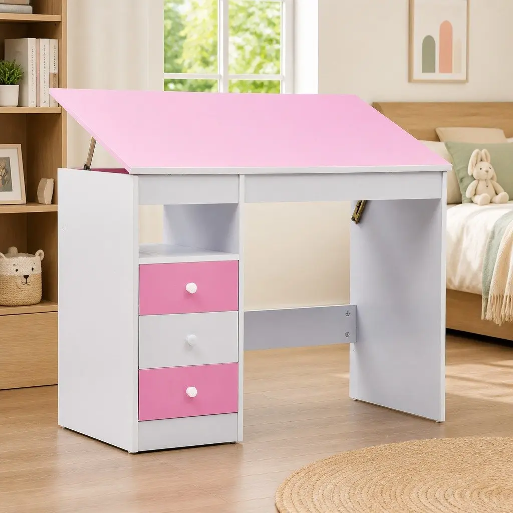 Children's Ergonomic Study Desk with Pull-Out Drawers