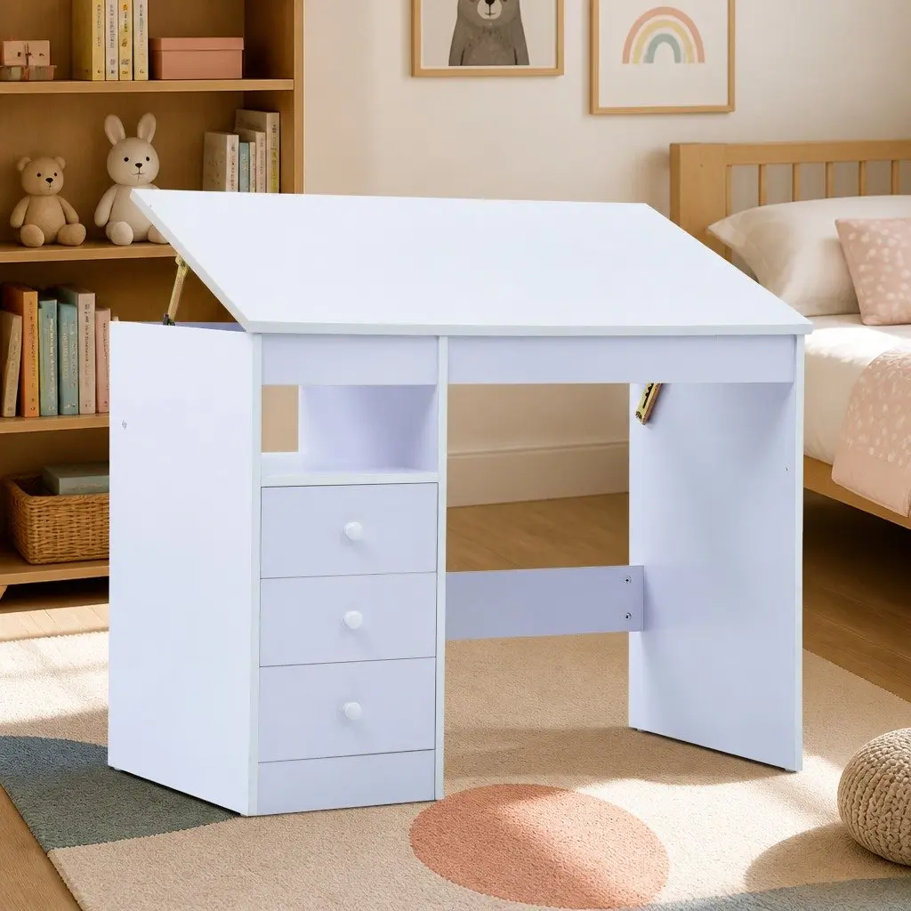 White Tiltable Children's Study Desk