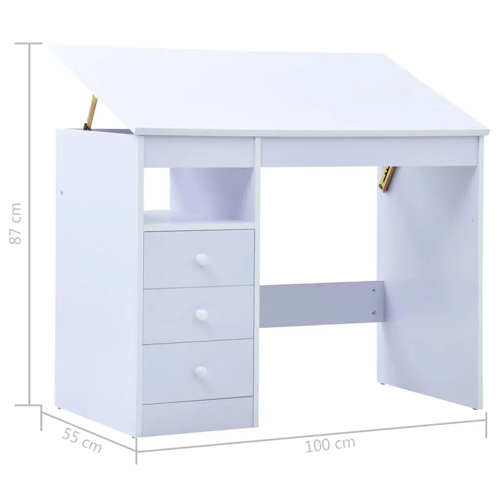 White Tiltable Children's Study Desk