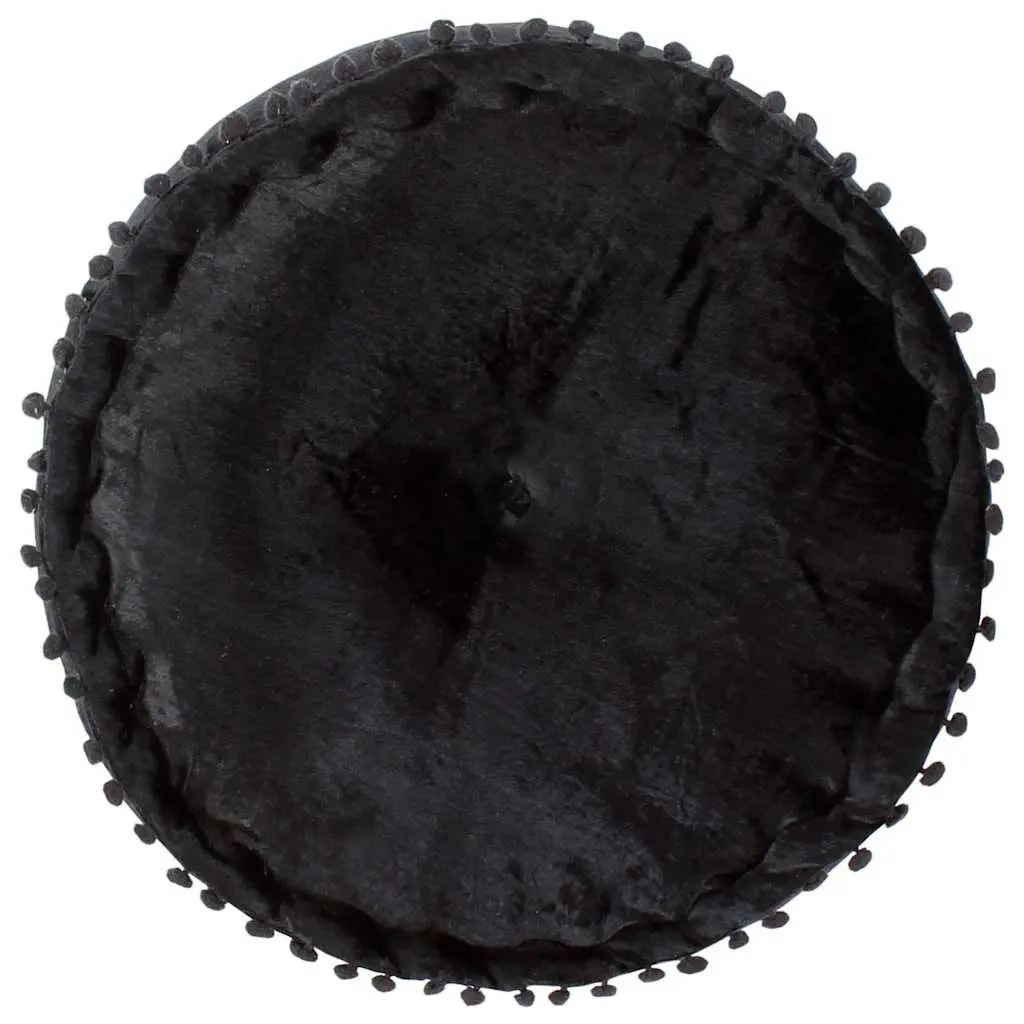 Round Velvet Pouffe Footrest Ottoman for Living Room Bedroom Office 40x20 cm Anthracite